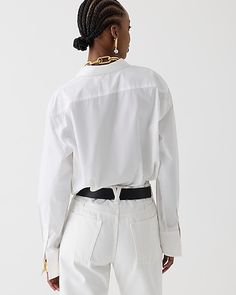 J.Crew: Garçon Classic Shirt In Cotton Poplin For Women Women Shirt Top, White Minimalist, New Pant, Oversized Style, Linen Shop, Menswear Inspired, Shirt Button, White Denim, Perfect Shirt