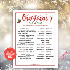 a christmas list with snowflakes in the background