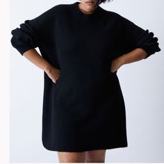 H&M Black Sweater Dress, Size Small, New With Tags, Never Worn In Great Condition Solid Mini Dress For Fall Daywear, Mini Dress For Daywear In Fall, Fall Mini Dress For Daywear, Black Crew Neck Mini Dress For Fall, H&m Long Sleeve Fall Dress, H&m Fall Daywear Dress, H&m Casual Mini Dress For Fall, H&m Dress For Daywear In Fall, Black Mini Dress For Daywear In Fall