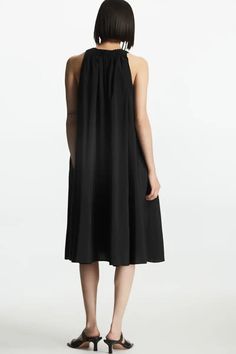 RACER-NECK MIDI DRESS - BLACK - COS Summer Escape, Black Midi Dress, Summer Dresses For Women, Midi Length, Little Black Dress, Dresses For Work, Women Wear, Midi Dress, Relaxed Fit