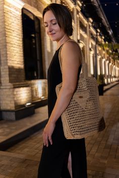 This Natural raffia crochet bag is a shoulder bag made of high-quality raffia and will become your perfect accessory. Bag characteristics: Height: 35 cm/14 in width: 30 cm/12 in depth: 9 cm/3,5 in Long handles on the shoulder: 56 cm/22 in Raffia is an environmentally friendly raw material. This is 100% natural cellulose for the production of which fibers of palm leaves are used. * Raffia is strong and elastic, it holds its shape and volume well, so products made of it can be folded and bent, if Daily Use Straw Crochet Shoulder Bag, Daily Use Crochet Straw Shoulder Bag, Elegant Vacation Crochet Bag With Open Weave, Elegant Open Weave Crochet Bag For Vacation, Elegant Travel Crochet Bag With Open Weave, Crochet Jute Straw Bag, Chic Handwoven Rectangular Crochet Bag, Elegant Double Handle Crochet Bag For Beach, Chic Rectangular Handwoven Crochet Bag