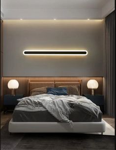 Nordic Led Flush Wall Sconce In Warm/White Light - Elongated Bar Design 16/23.5/31.5 W Acrylic Stripped Wall, Bedroom Porch, Led Wand, Big Beds, Long Walls, Wall Lamps Bedroom, Nordic Modern, Room Lamp, Mode Design