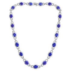 47 Carat Oval Tanzanite and 8 Carat Diamonds Necklace 18 Karat White Gold Estate For Sale Luxury Women's Tanzanite Necklaces, Blue Luxury Diamond Necklace, Formal Oval Diamond Necklace With Polished Finish, Dramatic Necklace, Slider Necklace, Tanzanite Pendant, The Bling Ring, Soul Contract, Tanzanite Jewelry