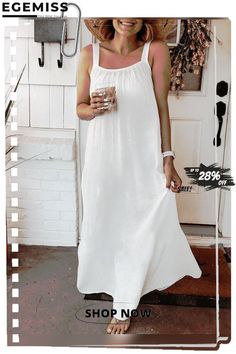 Casual Sleeveless Plain Holiday Dress Non-stretch Sleeveless Beach Dress For Spring, Casual Non-stretch Sundress For The Beach, Sleeveless Non-stretch Summer Sundress, Sleeveless Non-stretch Sundress For Summer, Casual Solid Color Beach Sundress, Non-stretch Sleeveless Sundress For Spring, Sleeveless Non-stretch Sundress For Spring, Spring Sleeveless Non-stretch Sundress, Sleeveless Sundress For Spring Brunch