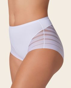 Lace stripe undetectable classic shaper panty#color_000-white Elegant White Full Coverage Bottoms, Elegant Full-length White Bottoms, Elegant White Brief Shapewear, Elegant White Stretch Shapewear, Elegant White Shapewear Briefs, White High Waist Smoothing Shapewear, White High-waist Smoothing Shapewear, Elegant Smoothing Full Coverage Bottoms, White Smoothing Full Coverage Bottoms