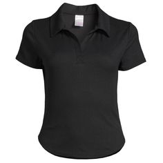 Fit: Fitted Neckline: Polo Collar Closure: Pullover Style Sleeves: Short Sleeves Material: 92% Polyester/8% Spandex Collared Shirt Women, Polo For Women, Black Collared Shirt, Black Polo, Polo Shirt Women, Christmas Wish, Collared Shirt, No Boundaries, Polo Collar