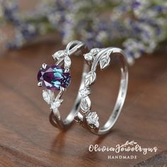 Wedding Rings Engagement Purple, Vintage Engagement Bands, Alexandrite Engagement Ring Vintage, Alexandrite Wedding Rings, Alexandrite Ring Engagement, Alexandrite Rings, Alexandrite Wedding Ring, Alexandrite Engagement Ring Silver, Alexandrite Ring Silver