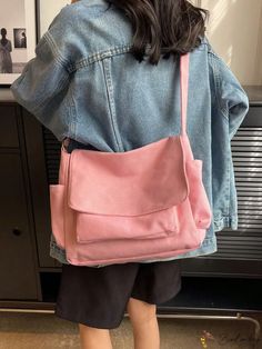 BirdinBag - Adjustable-Strap Black Messenger Bag - Sleek and Spacious Pink Messenger Bag, Black Messenger Bag, Rose Bonbon, Casual Cosplay, Pink Collar, Pink Collars, Word Wrap, Black Cross Body Bag, Bird In Bag