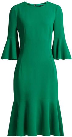 Dolce & Gabbana Fluted-hem cady midi-dress Long Mermaid Dress, Dolce Gabbana Dress, Fashion Design Clothes, Women Dresses, Winter Dresses, Dress Patterns, Green Dress, Dark Green