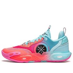 (GS) Li-Ning Wade All City 12 'Mint Blue Pink' YKBU020-3 Bright Color Basketball Shoes, Melo Basketball Shoes, Bright Volleyball Shoes, Mismatch Basketball Shoes, Colorful Basketball Shoes, Christian Rizz, Cute Basketball Shoes, Colorful Volleyball Shoes, Way Of Wade Shoes