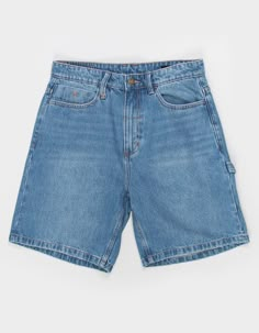 Thrills Slacker Denim Shorts. A Classic For A Reason, Thrills' Slacker Denim Short Is More Comfortable And Durable Than Ever. The Relaxed, Loose Fit Echoes The Baggy Comfort Of The 90s, While Multiple Front And Back Pockets Offer Handy Storage For Essentials. Made From Premium Cotton Denim With Reinforced Stitching, These Men's Shorts Are Made For The Long Haul. Button Closure With Zip Fly. Traditional 5-Pocket Styling. Hammer Loop. Logo Embroidery At Coin Pocket. Long Rise. Relaxed Fit. 100% Organic Cotton. Machine Wash. Imported. Navy Blue Shorts Outfit Men, Birks Boston, Men Jean Shorts, Pinterest Boy, Denim Shorts Men, Loop Logo, Overalls Boys, Wwe T Shirts, Mens Jean Shorts