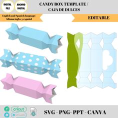 paper box templates with polka dots and bows for crafts, cards or scrapping