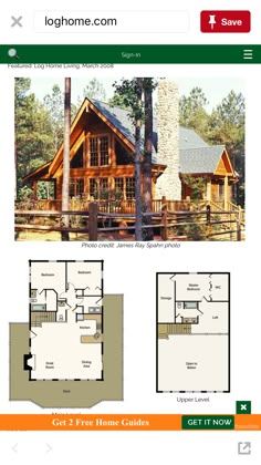 the log cabin floor plan is shown on an iphone screen, and it's also in