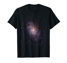 a black t - shirt with an image of the andromidus star cluster