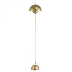 a brass colored floor lamp on a white background