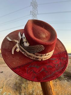 Southwestern Wide Brim Felt Hat For Western-themed Events, Rustic Top Hat With Flat Brim For Country Events, Country Style Hat With Flat Crown For Country Events, Rustic Flat Brim Hat For Rodeo, Country Style Fedora For Kentucky Derby Festival, Rustic Fedora With Short Brim For Western-themed Events, Rustic Top Hat With Curved Brim For Country Events, Rustic Fitted Fedora For Country Events, Southwestern Felt Hat With Short Brim For Western-themed Events