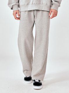 This is a casual and comfortable sweatpants that are made out of high quality cotton and polyester blend fabric. With design detail of regular wide silhouette, soft and sturdy fabric with some elasticity, and adjustable string on the waistband, you can style it for casual and trendy outfit. - Regular wide silhouette- Adjustable string on the waistband- Soft touch of the fabric- Side pockets Urban Style Gray Loungewear Bottoms, Comfortable Gray Cotton Bottoms, Urban Gray Loungewear Bottoms, Gray Baggy Sweatpants For Leisure, Casual Relaxed Fit Heather Grey Bottoms, Casual Heather Grey Bottoms With Relaxed Fit, Gray Athleisure Sweatpants For Leisure, Cotton Straight Sweatpants For Leisure, Gray Casual Sweatpants For Loungewear