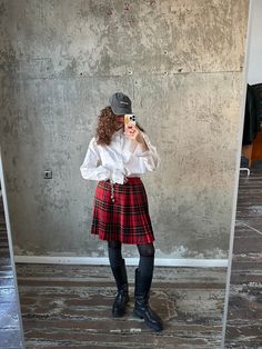 "Vintage tartan plaid wool Scottish kilt/pleated skirt in black and red, checked, mini / above-length, made of 70% polyester and 30% viscose, made in Portugal, fits XS-S, high-rise, perfect condition Measurements  Waist 73 cm / 28.7\" Hips 98 cm / 38.6\"  Length 48 cm / 18.9\"" Preppy Pleated Mini Skirt For Fall, Classic Plaid Skirt For Fall, Plaid Pleated Mini Skirt School Uniform, Winter School Uniform Style Pleated Skirt, Preppy Plaid Mini Skirt For Fall, Scottish Plaid Skirt For Winter, Scottish Style Plaid Skirt For Fall, Scottish Plaid Skirt For Fall, Scottish Red Skirt For Fall