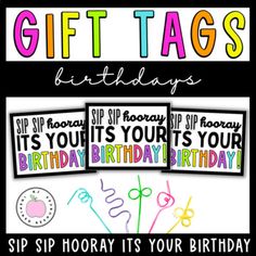 a birthday gift tag with the words happy birthday on it