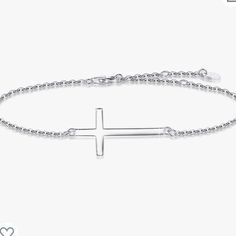 Womens 2-Pcs Set Sideways Cross Bracelet Anklet Silver Color Adjustable H205 Cross Anklet, Anklet Silver, Sleep Over, Cross Bracelet, Silver Cross, Womens Jewelry Bracelets, Anklets, Silver Color, Sleep