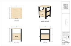 the plans for an end table with drawers