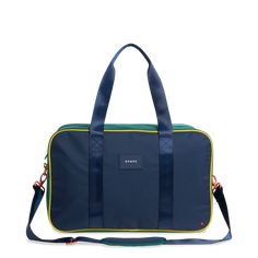 state bags rockaway duffle bag polyester canvas green/navy front view click to zoom Blue Duffle Bag With Zipper Closure For On-the-go, Versatile Rectangular Gym Bag For Overnight Trips, Versatile Gym Bag For Overnight Trips, Sporty Travel Bag With Luggage Sleeve For Daily Use, Blue Gym Bag With Large Capacity For Travel, Versatile Blue Travel Bag With Luggage Sleeve, Sporty Weekender Bag With Adjustable Strap For Daily Use, Sporty Weekender Bag For Weekend Trips, Sporty Rectangular Luggage For Everyday Use