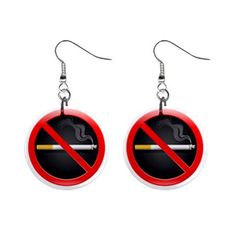 No smoking Earrings Button Earrings, Collectibles, Drop Earrings