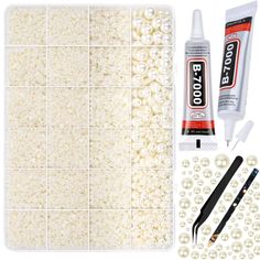 PRICES MAY VARY. 【Jewelry Glue with Pearls for Crafts】 Flatback pearls beads kit comes with 12900pcs white imitation pearls in assorted sizes, 2pcs 15ml B7000 clear gem glues for crafts, 1pcs tweezers,1pcs picker pencil. Pick up the craft pearls with tweezers or pencil, apply with clear glue on the bottom of round pearls then stick it on the surface you want to decorate 【Clear Glue for Pearls】Different from pearl stickers, our white pearls beads come with professional jewelry glue for beads, pro Product Art, Makeup Nails Art, Rhinestone Crafts, Clear Glue, Graduation Cap Decoration, Cap Decorations, 1 Number, Jewelry Metal, Pedicure Nail Art