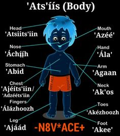 an image of the body and parts of a child's body, with words above it