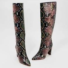 Questions? Leave A Comment Below! Nwob Python Boots, Shaft Boots, Snake Print Boots, High Leather Boots, Boot Print, Knee High Leather Boots, Sam Edelman Shoes, Heel Boots, High Heel Boots