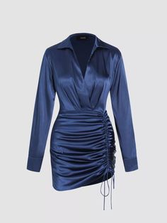 Navy Blue Satin Dress, Blue Satin Dress, Short Sleeve Summer Dresses, Satin Long Sleeve, Satin Mini Dress, Mini Shirt Dress, Blue Satin, Evening Attire, Sleeveless Maxi Dress