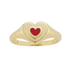 Accessorize in style with this LUMINOR GOLD 14k Gold Enamel Heart Signet Ring. Click on this JEWELRY & WATCHES GUIDE to learn about fit, styles, materials and more! Accessorize in style with this LUMINOR GOLD 14k Gold Enamel Heart Signet Ring. Click on this JEWELRY & WATCHES GUIDE to learn about fit, styles, materials and more! FEATURES Width: 1.5 mm - 8 mm Shank style: stackable Nickel free Metal: 14k gold Plating: 14k gold Finish: polished Packaging: velvety pouch Imported Gender: female. Age Heart Signet Ring, Gold Enamel, Signet Ring, Stackable Rings, Womens Jewelry Rings, Gold Plating, Gold Finish, Gender Female, In Style