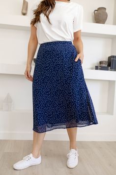 From a day in the office to enjoying an evening out with friends, show your fashion-forward side in the 'Annette' Skirt! This dainty detailed midi skirt is made from lightweight fabric to offer you all-day comfort and style. Pair the 'Annette' with your favorite tops, jackets, or sweaters for stunning look after look! Made Exclusively with you in mind! Self & Lining 100% Polyester Hand Wash Cold Do Not Bleach Hang to Dry Low Iron if Needed Do Not Dry Clean Fully Lined Model Height 5'7" | Wearing Outfit Ideas For Office, Top Outfit Ideas, Chiffon Midi Skirt, Friends Show, Skirt Top, The Office, Fashion Forward, Midi Skirt, Prom Dresses