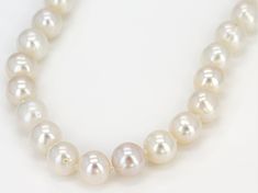 8mm white cultured freshwater pearl, rhodium over sterling silver 18 inch strand necklace. Measures approximately 0.31"W of an inch in width, with a lobster claw clasp closure. Colors, shapes and sizes may vary. Classic Round Hypoallergenic Necklace, Classic Hypoallergenic Necklace For Anniversary, Classic Hypoallergenic Necklaces For Anniversary, White Pearl Necklace With Sterling Silver Clasp For Anniversary, White Pearl Necklace With Lobster Clasp For Anniversary, Classic White Hypoallergenic Necklace, White Hypoallergenic Pearl Necklace, Hypoallergenic White Pearl Necklace, White Single Strand Pearl Necklace For Anniversary