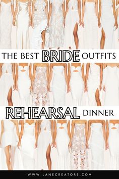 the best bride outfits to wear for a formal dinner or bridal party, with images of different styles and colors