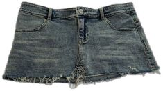 Casual Blue Short Mini Skirt, Casual Mini Jeans With Frayed Hem, Casual Mini Length Jeans With Frayed Hem, Casual Dark Wash Short Mini Skirt, Casual Blue Mini Length Jean Shorts, Casual Mid-rise Denim Mini Skirt, Casual Denim Blue Mini Skirt, Casual Short Denim Blue Mini Skirt, Y2k Style Blue Cutoff Bottoms