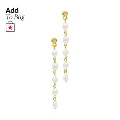 in stock Pearl White Dangle Earrings For Everyday, White Gold Plated Chandelier Earrings, White Gold-plated Dangle Pearl Earrings, White Pearl Chain Gold-plated Earrings, White Gold Plated Dangle Pearl Earrings, White Gold Plated Earrings With Pearl Chain, White Gold Plated Pearl Chain Earrings, White Gold-plated Chandelier Earrings As Gift, White Gold Plated Chandelier Earrings As Gift