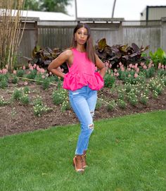 Stylish hot pink ruffled blouse skirt and set Features an asymmetrical ruffled hem Pair with our Tropical Tie Summer Sandals for a fashion forward look Fast and free shipping in the United States! Item will arrive within 3-5 days. Feminine Pink Peplum Blouse, Spring Peplum Blouse With Ruffles, Spring Night Out Blouse With Ruffle Hem, Spring Ruffle Hem Blouse For Night Out, Flirty Pink Summer Blouse, Pink Peplum Blouse For Summer, Pink Ruffle Hem Top For Summer, Chic Peplum Top For Night Out In Spring, Spring Chic Peplum Top For Night Out