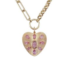 Vintage La Rose 14K Pink Shining Heart Pendant 14K Gold Pink Sapphires 1.25" Drop from Bail Rose Jewelry, La Rose, Pink Sapphire, Heart Pendant, Vintage Shops, Sapphire, Wish List, Fine Jewelry, Pendant