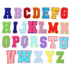 the letters are made out of felt and have different colored threads on each letter