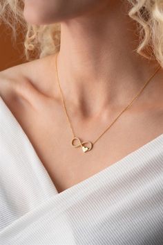 Infinity Heart Name Necklace, 14K Solid Gold Infinity Necklace, Personalized Name Necklace, Infinity Necklace, Gifts For Her, Love Necklace Gold Infinity Necklace, Infinity Necklace Gold, Necklace Infinity, Infinity Heart, Infinity Necklace, Valentines Necklace, Necklace Personalized, Love Necklace, Name Necklace