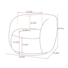 the size and measurements of a chair with an oval shaped seat, shown in white