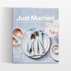 the cover of just married cookbook with silverware