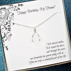 Friend Birthday Gift Wishbone Necklace Friendship message jewelry Gifts For Sister In Law, Necklace Sister, Unique Gifts For Sister, Sister In Law Gifts, Wishbone Necklace, Lucky Charm Necklace, Lucky Jewelry, Friend Birthday Gift, Sister Jewelry