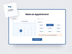 a screen with the words make an appointment on it