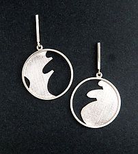 Ocean Dreams I Earrings by Marcia Meyers (Silver Earrings) (1.1" x 1.1") Elegant Round Earrings With Artistic Design, Contemporary Silver Jewelry With Artistic Design, Elegant Sterling Silver Jewelry With Artistic Design, Modern Sterling Silver Pendant Earrings, Sterling Silver Circle Earrings For Formal Occasions, Contemporary Pierced Round Jewelry, Gold Sterling Silver Earrings With Artistic Design, Modern Pendant Earrings As Gift, Contemporary Polished Finish Earrings As Gift