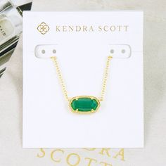 Green And Gold Accessories, Gold And Emerald Necklace, Kendra Scott Christmas Necklace, Emerald Kendra Scott Necklace, Kendra Scott Necklace Green, Kendra Scott Emerald Necklace, Green Kendra Scott, Green Kendra Scott Necklace, Emerald Green Kendra Scott Necklace