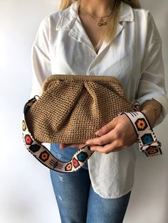 Raffia Clutch Bag with High Quality Adjustable Bag Straps Upgrade your handbag with our vibrant and versatile colorful crossbody strap. Designed to add a pop of color and style, this colorful shoulder/crossbody strap is the perfect accessory for your favorite bags. ✅I made this beautiful clutch from natural paper rope which is organic cotton. ✅The interior of the straw summer bag is fully lined with cotton and has a hidden metal lock. A lining of the appropriate color is sewn into the crochet ra Straw Pouch, Raffia Clutch, Adjustable Bag Strap, Natural Paper, Adjustable Bag, Bag Summer, Summer Bag, Raffia Bag, Bag Straps