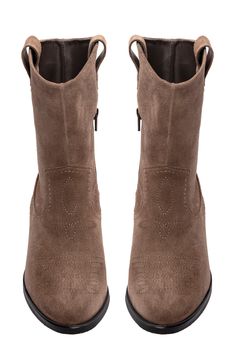 Built on a flexible rubber sole, this Western-inspired suede boot makes style effortless with its walkable block heel and quick side-zip closure. 2" heel Side zip closure Leather upper/synthetic lining/rubber sole Imported Wide Calf Suede Boots With Stacked Heel, Suede Boots With Stacked Heel And Wide Calf, Suede Ankle Boots With Zipper, Suede Ankle Boots With Zipper Closure, Suede Platform Boots With Block Heel, Suede Heeled Boots With Zipper And Round Toe, Western Style Suede Boots With Low Heel, Western Style Low Heel Suede Boots, Suede Heeled Boots With Zipper Closure And Round Toe