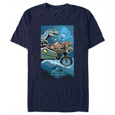 You may not make it out of Jurassic Park in one piece, but at least you got this awesome Jurassic World T-Shirt for your visit! Dress sharp (did someone say something about sharp teeth!?) with an awesome dinosaur tee inspired by your favorite T. rex movie. This Men's Jurassic World Mr. DNA Animated Poster Graphic T-Shirt features an animated poster of the park's ambassador Mr. DNA, riding a motorcycle among the dinosaurs across the front. Life finds a way…especially when it comes to getting your Theme Park Graphic Print Crew Neck T-shirt, Graphic Print Crew Neck T-shirt For Theme Park, Mr Dna, Animated Poster, Life Finds A Way, Dinosaur Tee, Poster Graphic, Riding A Motorcycle, Sharp Teeth